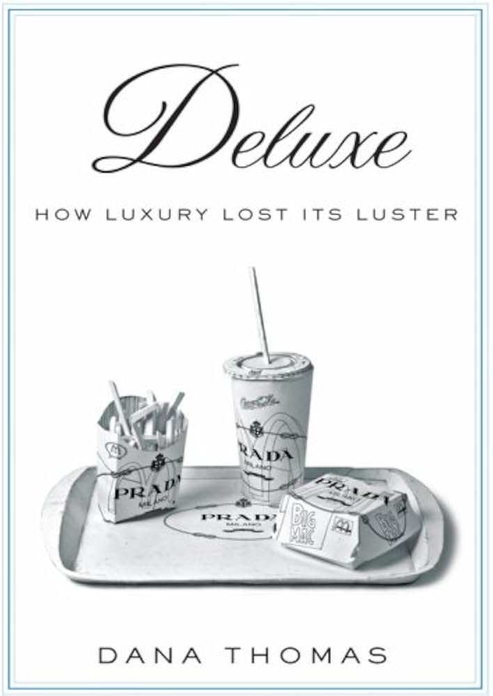 Book cover of 'Deluxe: How Luxury Lost Its Luster' by Dana Thomas with Prada branding.