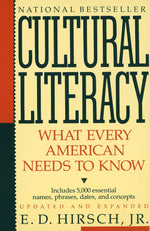 Book cover of 'Cultural Literacy' by E. D. Hirsch, Jr. with text and color design.